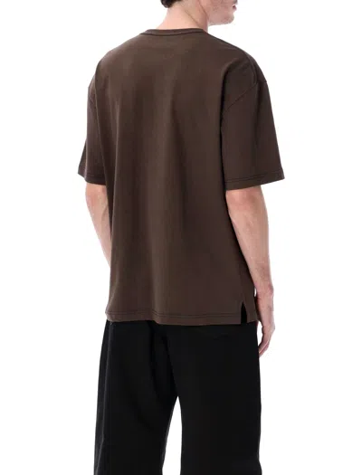 Lemaire Short-sleeved Boxy T-shirt In Heavy Jersey In Brown