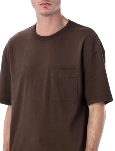 Lemaire Short-sleeved Boxy T-shirt In Heavy Jersey In Brown