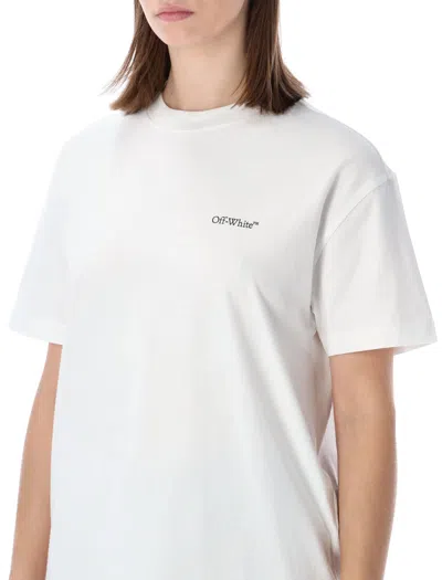 Off-white Crew Neck Cotton Floral Back T-shirt In White