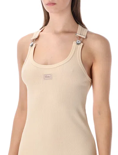 Jean Paul Gaultier Womens Nude Ribbed Sleeveless Cotton-jersey Mini Dress In Brown