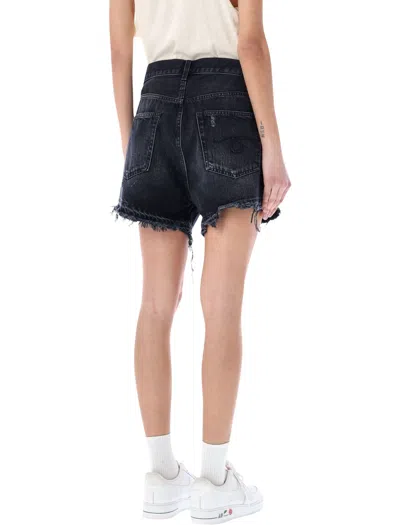 R13 Crossover Asymmetric Distressed Denim Shorts In Multi