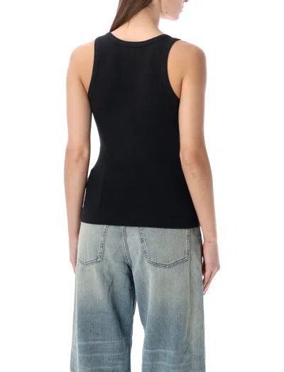 Diesel Black Tank Top With Logo On The Front And Ribbed Design In Cotton Woman In Blue