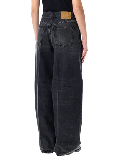 Haikure 'korea' Grey Jeans With Faded Effect And Logo Patch On The Back In Cotton Woman In Black