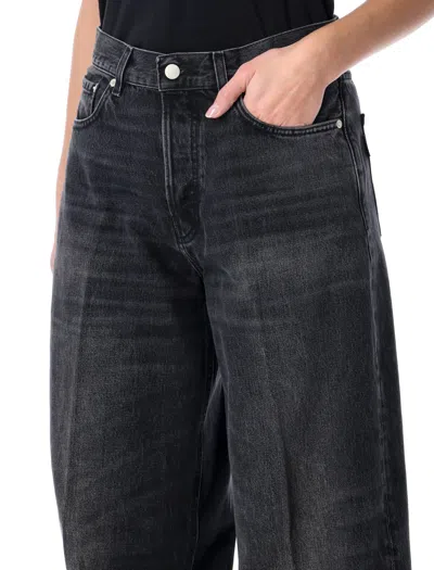 Haikure 'korea' Grey Jeans With Faded Effect And Logo Patch On The Back In Cotton Woman In Black