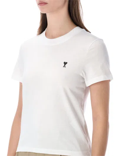 Ami Alexandre Mattiussi Ami Paris Tshirt Ami De Coeur Contraste Cropp In White