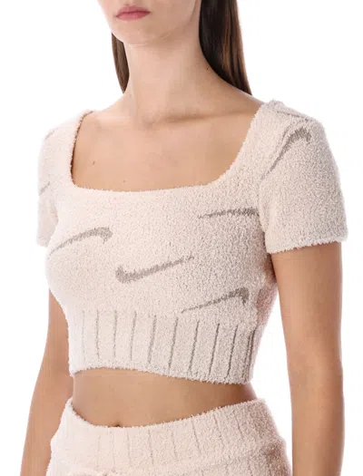 Nike Square-neck Logo Top In Gray