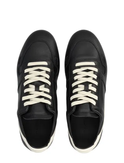 Rick Owens Leather Sneakers With Thin Shark-tooth Sole In Black