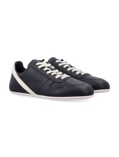 Rick Owens Leather Sneakers With Thin Shark-tooth Sole In Black