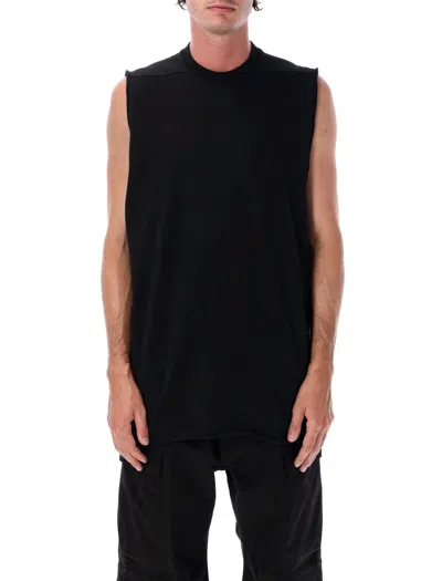 Rick Owens Mens Black Round-neck Rib-knit Wool Tank Top In Black