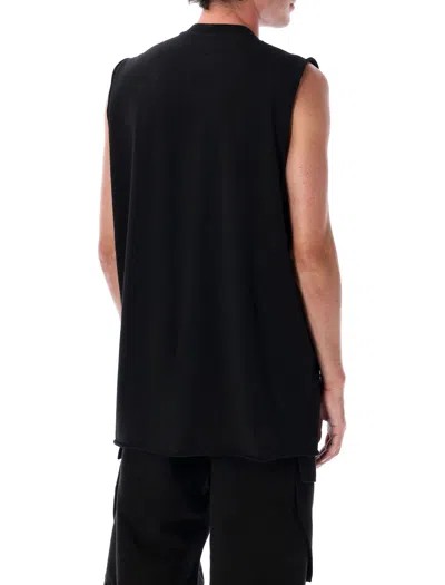 Rick Owens Mens Black Round-neck Rib-knit Wool Tank Top In Black