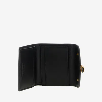 Pinko Saddle Black Wallet With Logo Detail On The Front In Leather Woman In Black