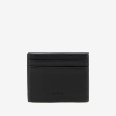 Pinko Saddle Black Wallet With Logo Detail On The Front In Leather Woman In Black