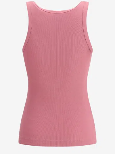 Pinko Ribbed Tank Top With Love Birds Logo In Pink
