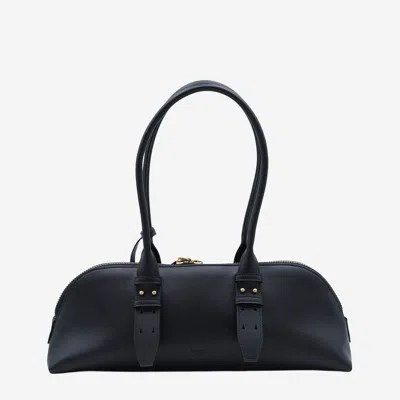 Pinko Bowling Bag Horizontal Black Handbag With Adjustable And Removable Shoulder Strap And Padlock Detail