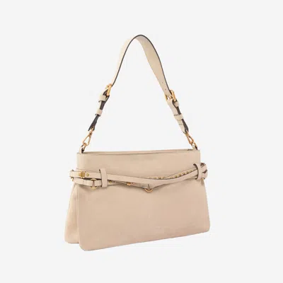 Pinko Classic Belted Suede Shoulder Bag In Pink