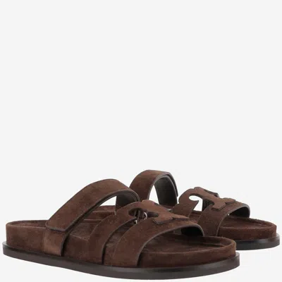 Tory Burch Ines Suede Triple-band Sport Mule Sandals In Blue