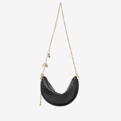 Chloé Women Black Shoulder Bag With Chain Shoulder Strap And Half Moon Design In Leather Woman In Black