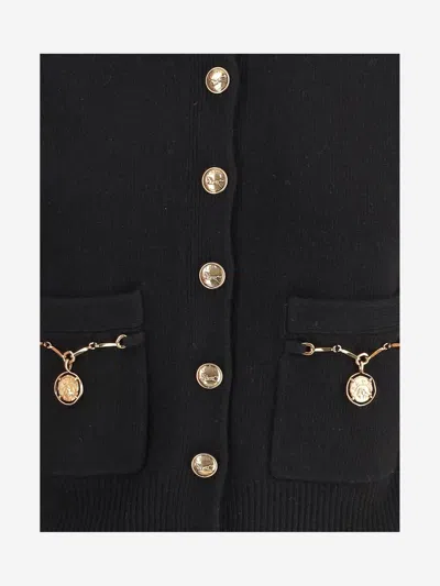 Chloé Chloe Embellished-pocket Wool And Cashmere-blend Cardigan In Black