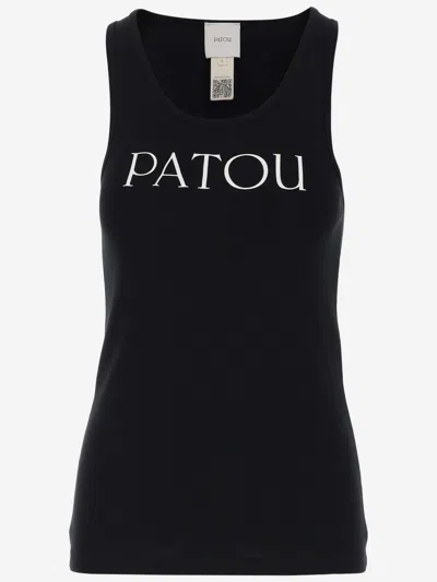 Patou Modern Sleeveless Scoop Neck Tank Top In Black