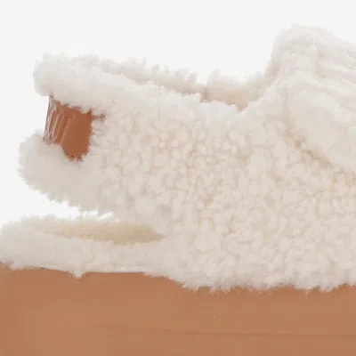 Moon Boot Platform Sandals Double Straps Shearling Upper In White
