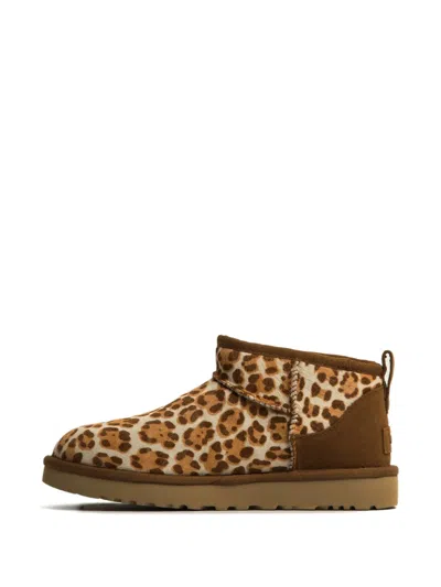 Ugg Stivaletto Donna Classic Ultra Mini Felicity Leopard Jasmine In Brown