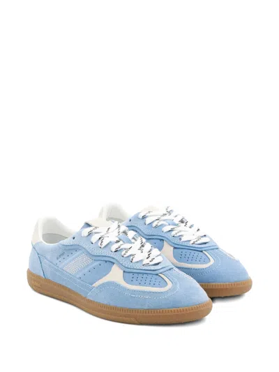 Alohas Light Blue Suede Sneakers With Cream Accents And Contrast Details