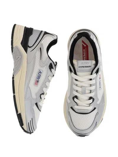 Autry Hyperway Sneaker In Mesh And Suede Sneakers Silver In Gray
