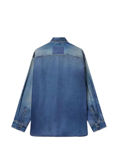 Golden Goose Deluxe Brand Women Oversized Shirt With Denim Print In Blue