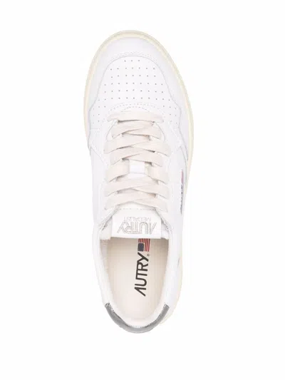 Autry Low-top Sneakers With Perforated Detailing And Metallic Accents In White
