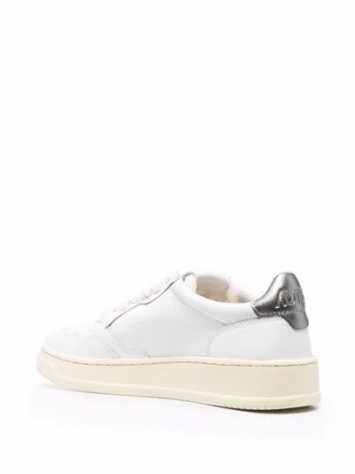 Autry Low-top Sneakers With Perforated Detailing And Metallic Accents In White