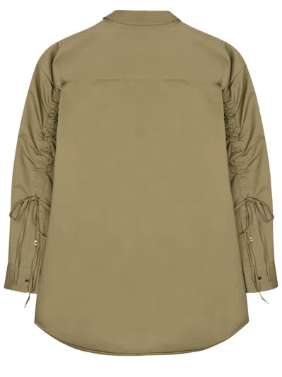 Darkpark Satin Button-up Shirt For Women In Green