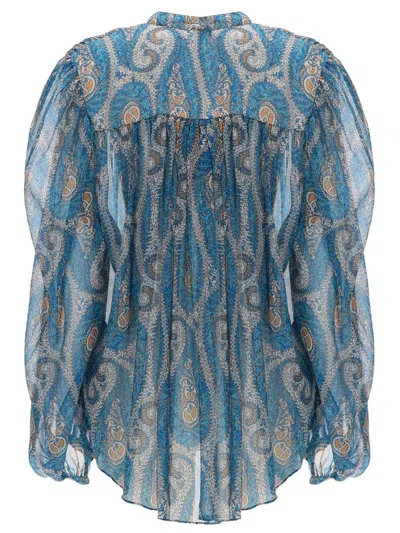Etro Multicolor Silk Pattern Shirt In Blue