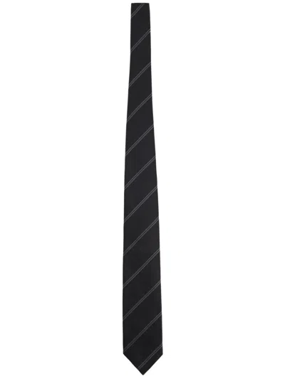 Tom Ford Silk Tie Regular Width Diagonal Stripe Design In Black