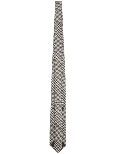 Tom Ford Silk Tie Standard Width Pointed Tip Houndstooth In Gray