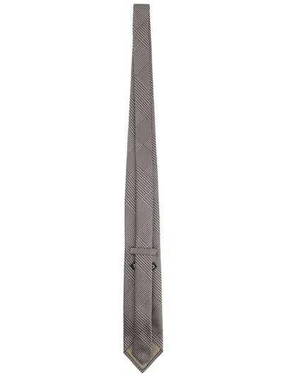 Tom Ford Silk Tie Slim Design Geometric Pattern In Brown