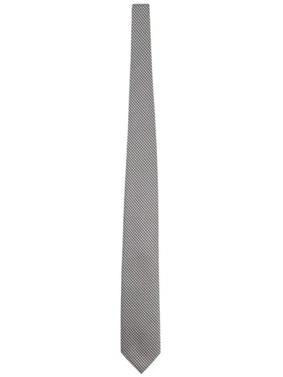 Tom Ford Printed Silk Tie In Gray