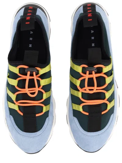 Marni Sneakers Contrasting Sole Low Top Pull Tab In Blue
