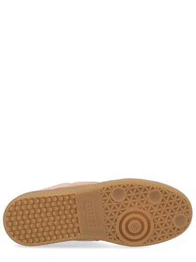 Maison Margiela 'replica' Pink Low Top Sneakers With Suede Details And Logo On The Tongue In Leather Woman In Beige