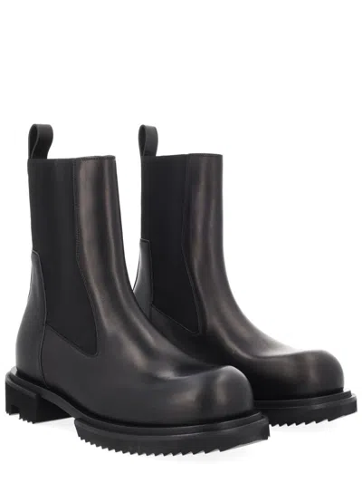 Rick Owens Beatle Gabe Leather Boots For Men In Black