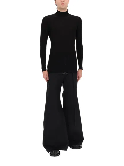 Rick Owens Heizer Belas Wide-leg Cotton-blend Poplin Drawstring Cargo Trousers In Black