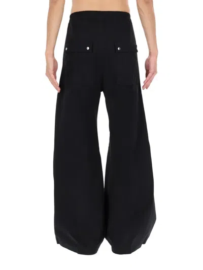 Rick Owens Heizer Belas Wide-leg Cotton-blend Poplin Drawstring Cargo Trousers In Black