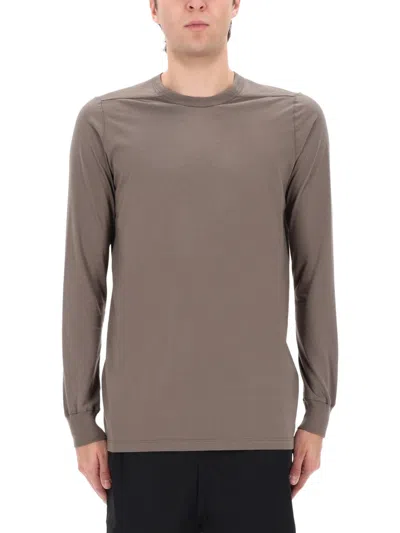 Rick Owens Level Crew Neck Long Sleeve T-shirt In Brown