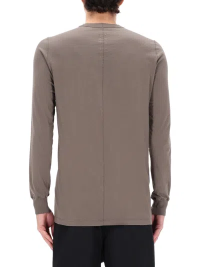 Rick Owens Level Crew Neck Long Sleeve T-shirt In Brown