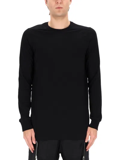 Rick Owens Minimalist Level Seam Cotton T-shirt With Crew Neck In Black
