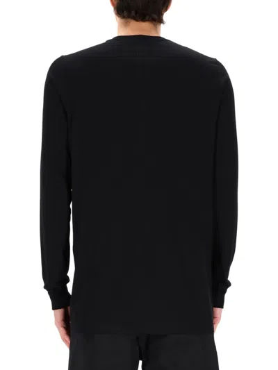 Rick Owens Minimalist Level Seam Cotton T-shirt With Crew Neck In Black