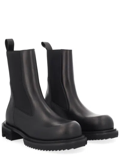 Rick Owens Beatle Gabe Leather Boots For Men In Black