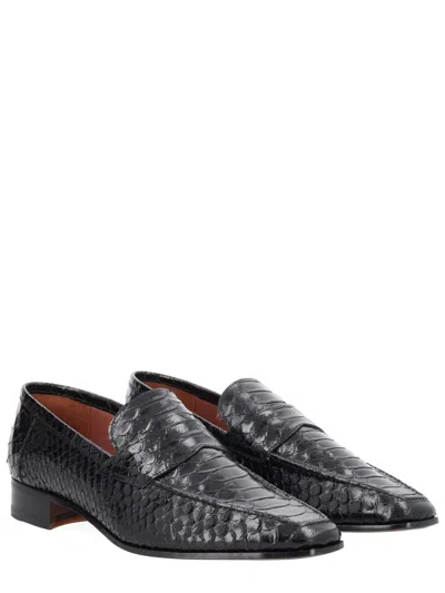 Paris Texas Loafers In Black Printed Python Leather In Black