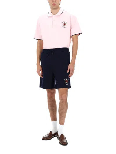 Drôle De Monsieur Drole De Monsieur Short-sleeved Polo Shirt In Size M With Contrasting Hems In Pink