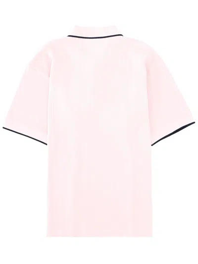 Drôle De Monsieur Drole De Monsieur Short-sleeved Polo Shirt In Size M With Contrasting Hems In Pink