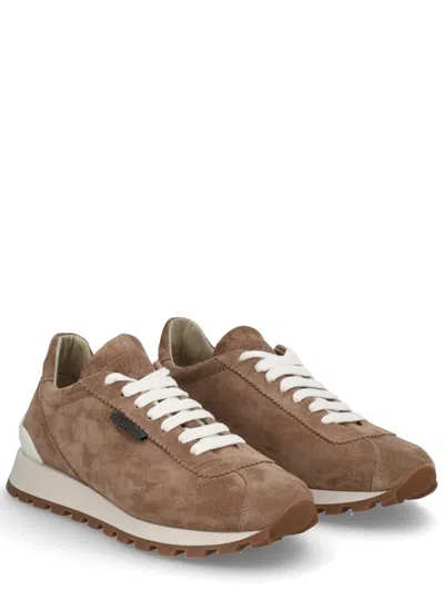 Brunello Cucinelli Suede Sneakers With Iconic Jewel Application In Multi